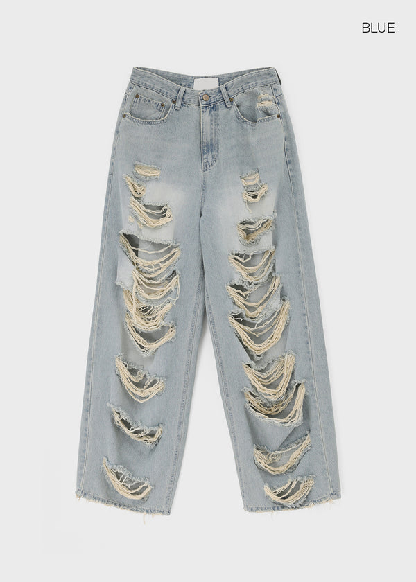 Gilite Damaged Wide Denim Pants