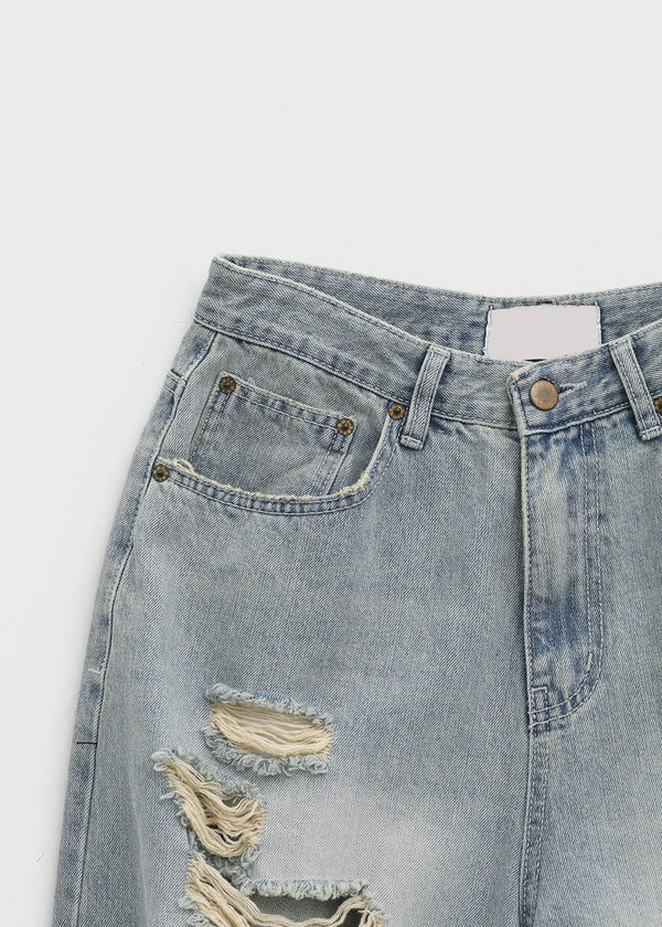 Gilite Damaged Wide Denim Pants