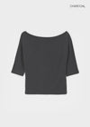 [MADE] Upper-face Boat Neck Batwing Sleeve T-shirt (Available as a set)
