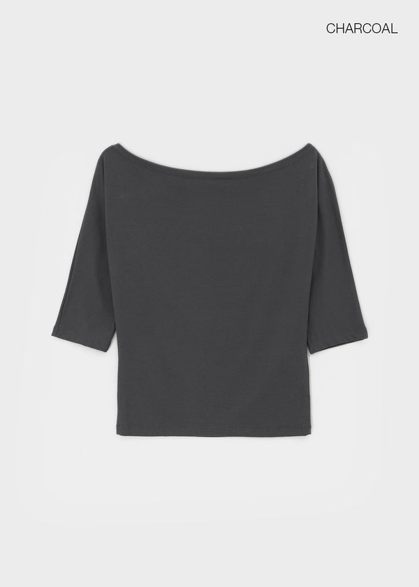 [MADE] Upper-face Boat Neck Batwing Sleeve T-shirt (Available as a set)