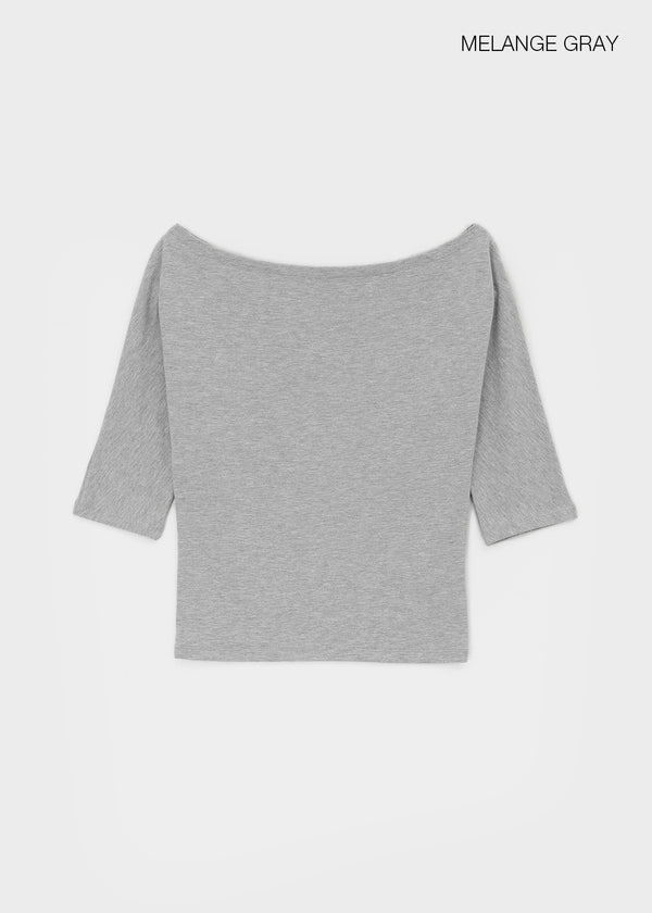 [MADE] Upper-face Boat Neck Batwing Sleeve T-shirt (Available as a set)