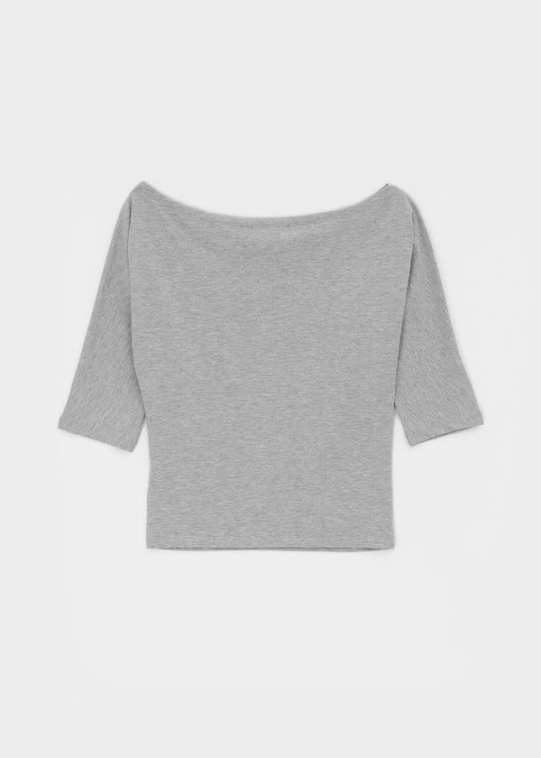 [MADE] Upper-face Boat Neck Batwing Sleeve T-shirt (Available as a set)