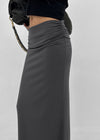 [MADE] Upper-face Folding Shirred Long Skirt (Available as a set)