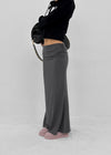 [MADE] Upper-face Folding Shirred Long Skirt (Available as a set)