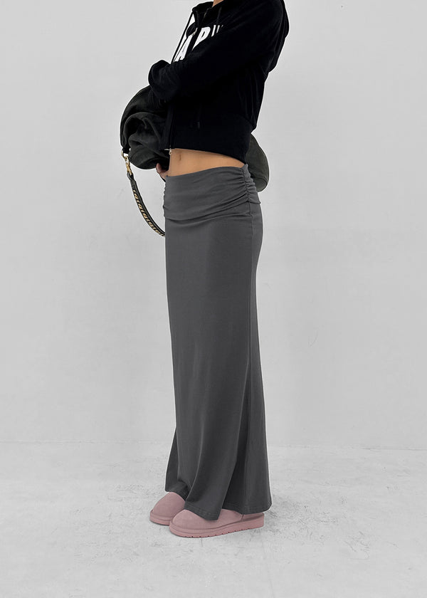 [MADE] Upper-face Folding Shirred Long Skirt (Available as a set)