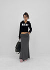 [MADE] Upper-face Folding Shirred Long Skirt (Available as a set)