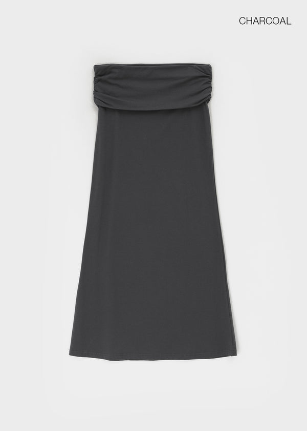 [MADE] Upper-face Folding Shirred Long Skirt (Available as a set)