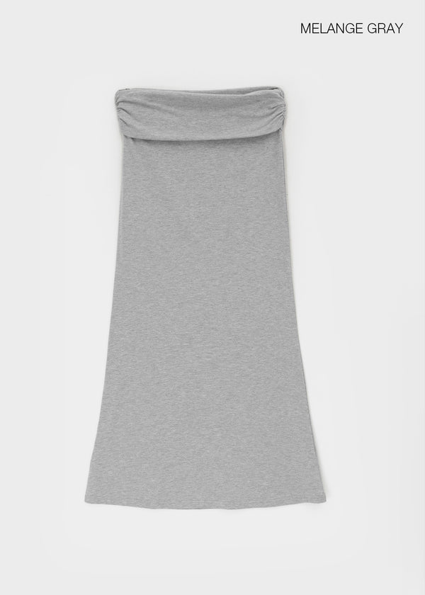 [MADE] Upper-face Folding Shirred Long Skirt (Available as a set)