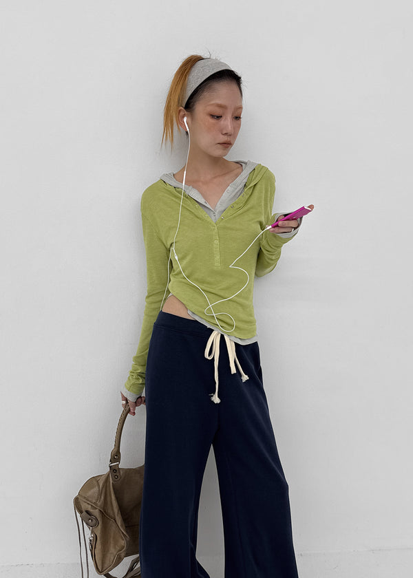 [MADE] Miti Wool Tencel Henley Neck Long Sleeve Hoodie