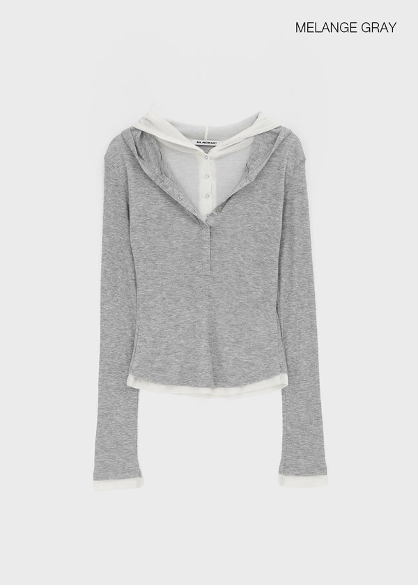 [MADE] Miti Wool Tencel Henley Neck Long Sleeve Hoodie