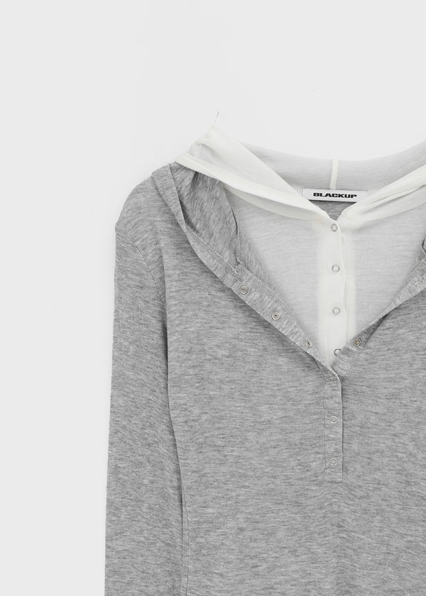 [MADE] Miti Wool Tencel Henley Neck Long Sleeve Hoodie