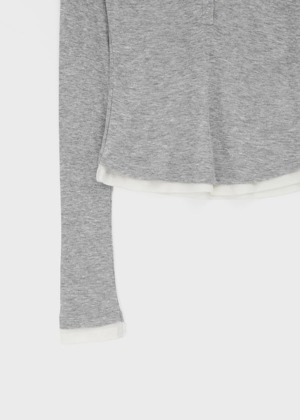 [MADE] Miti Wool Tencel Henley Neck Long Sleeve Hoodie