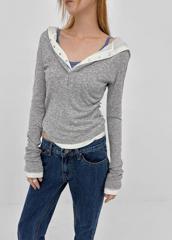 [MADE] Miti Wool Tencel Henley Neck Long Sleeve Hoodie