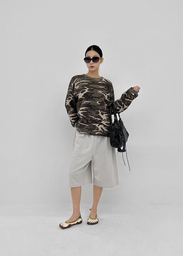 (UNISEX) Relax Camo Waffle Long Sleeve Tee