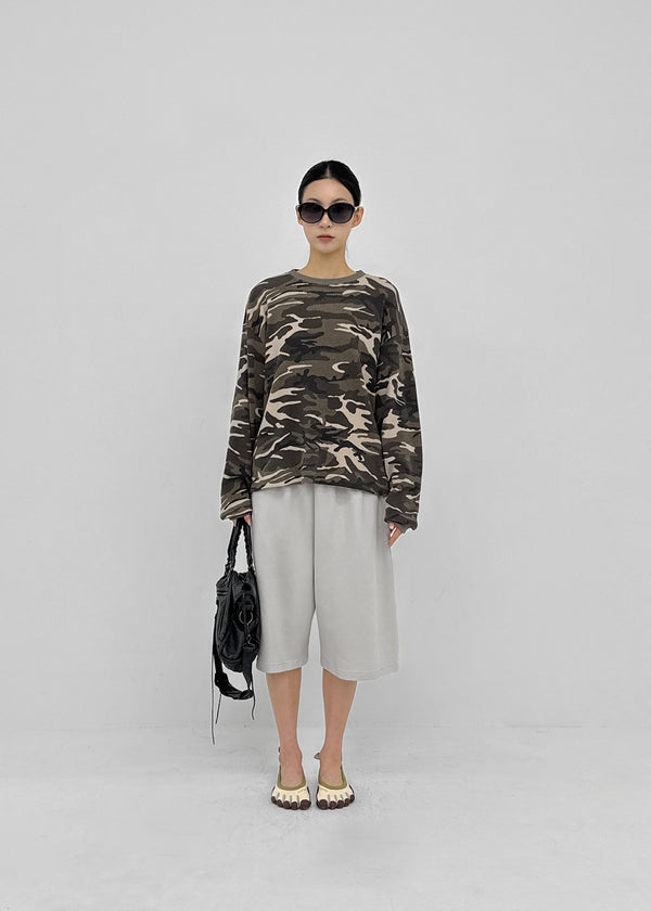 (UNISEX) Relax Camo Waffle Long Sleeve Tee