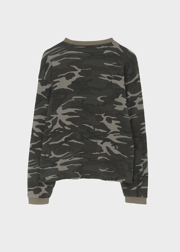 (UNISEX) Relax Camo Waffle Long Sleeve Tee