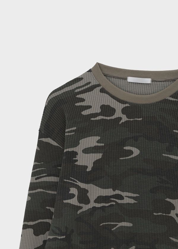(UNISEX) Relax Camo Waffle Long Sleeve Tee