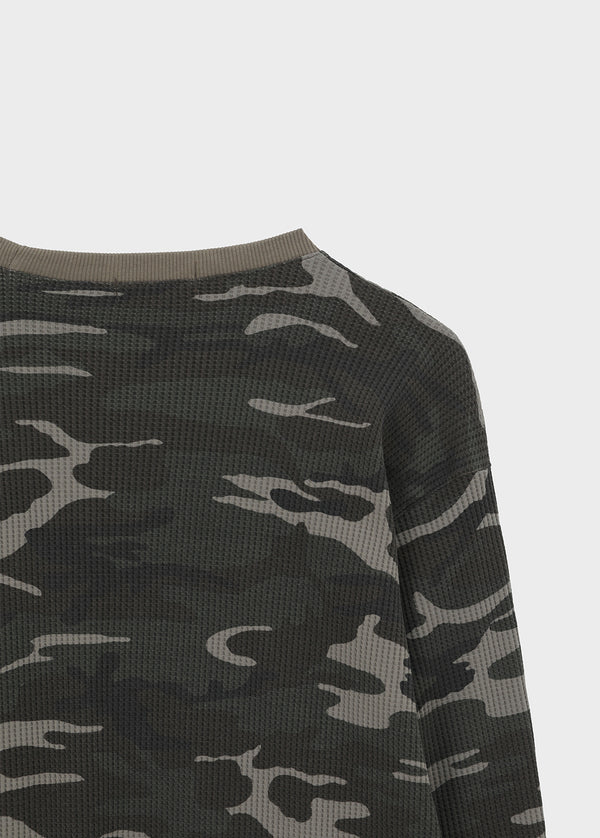 (UNISEX) Relax Camo Waffle Long Sleeve Tee