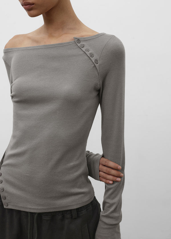 [MADE] Sur Slit Button Long Sleeve Tee