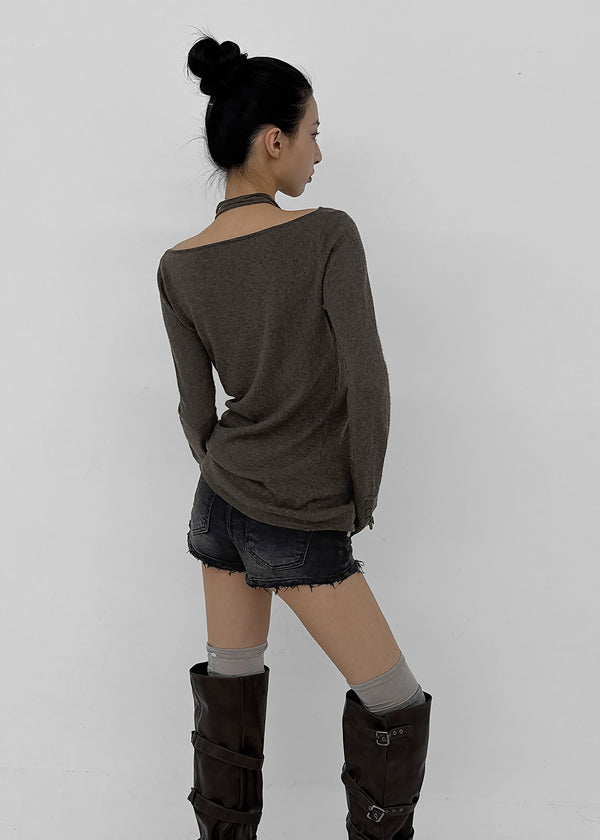 Exile cutting denim shorts