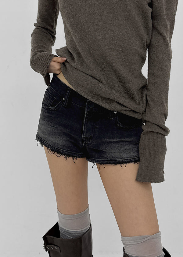 Exile cutting denim shorts