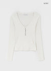 Special Deep V-Neck Henley Neck Long Sleeve Tee