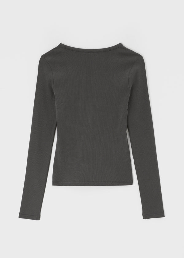 Special Deep V-Neck Henley Neck Long Sleeve Tee