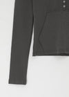 Special Deep V-Neck Henley Neck Long Sleeve Tee