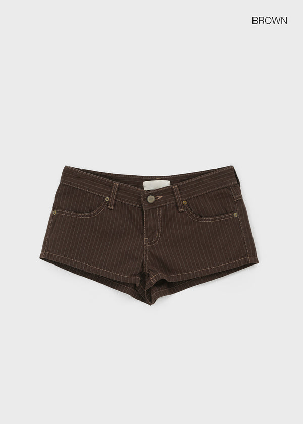 Patchwork striped low-waisted shorts
