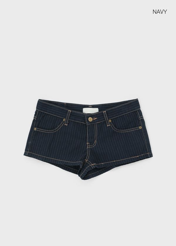 Patchwork striped low-waisted shorts