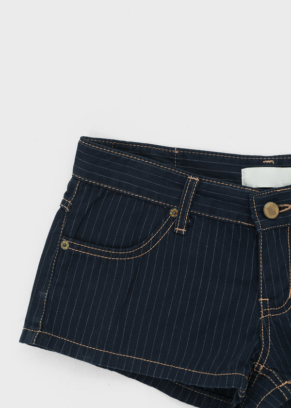 Patchwork striped low-waisted shorts