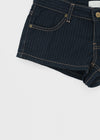 Patchwork striped low-waisted shorts