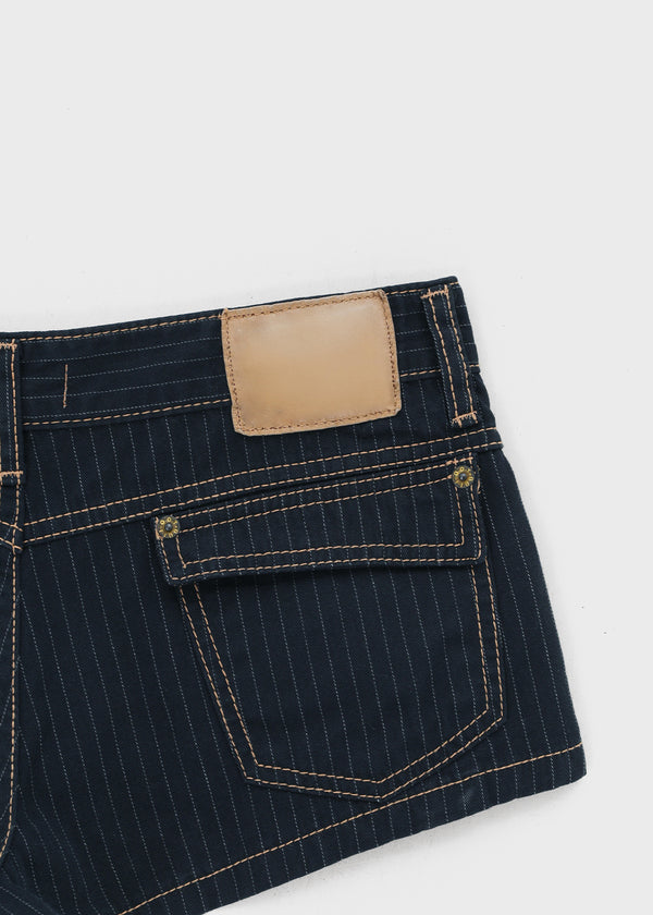 Patchwork striped low-waisted shorts