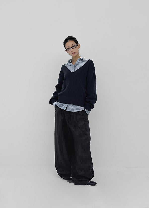 (UNISEX) Grass Stripe Wide Slacks