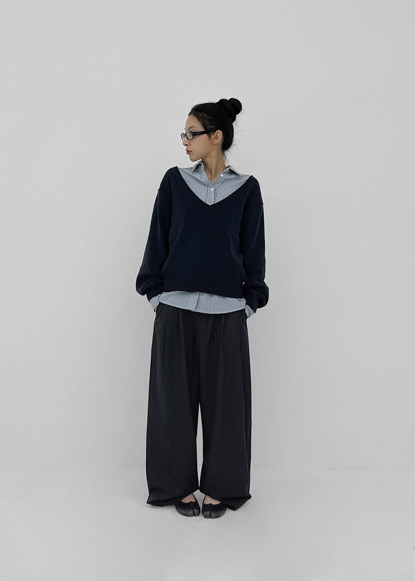 (UNISEX) Grass Stripe Wide Slacks