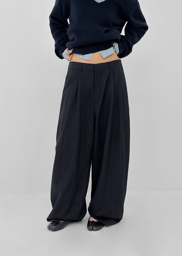 (UNISEX) Grass Stripe Wide Slacks