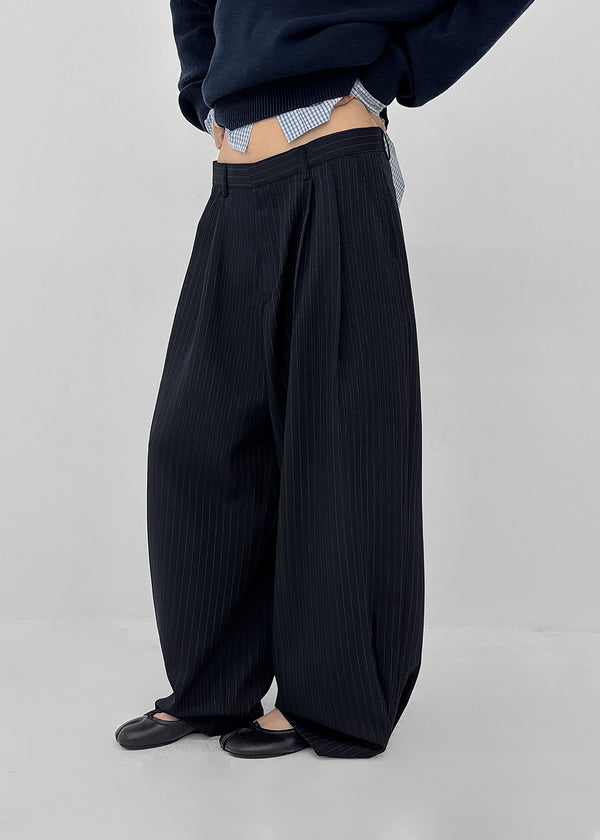 (UNISEX) Grass Stripe Wide Slacks