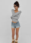Genie Cutout Slit Neck Long Sleeve Tee