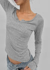 Genie Cutout Slit Neck Long Sleeve Tee