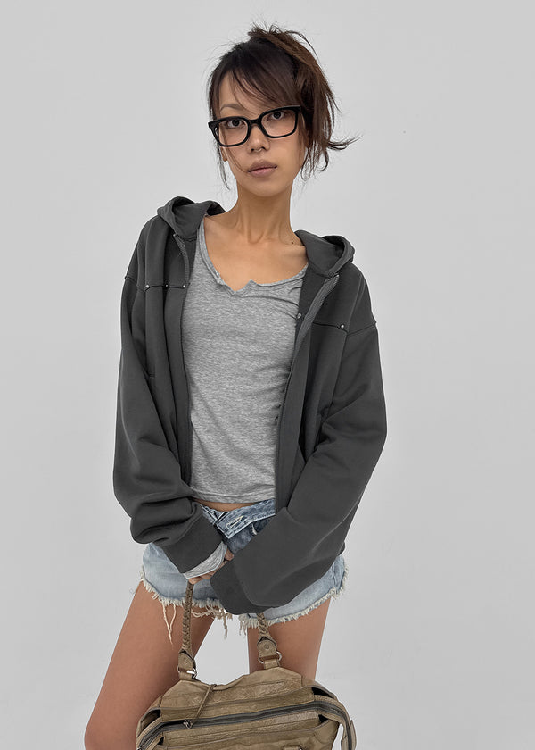 Genie Cutout Slit Neck Long Sleeve Tee