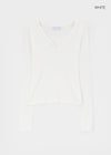 Genie Cutout Slit Neck Long Sleeve Tee