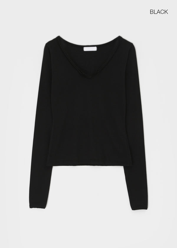 Genie Cutout Slit Neck Long Sleeve Tee