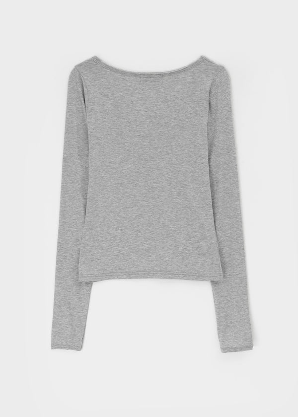 Genie Cutout Slit Neck Long Sleeve Tee
