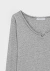 Genie Cutout Slit Neck Long Sleeve Tee