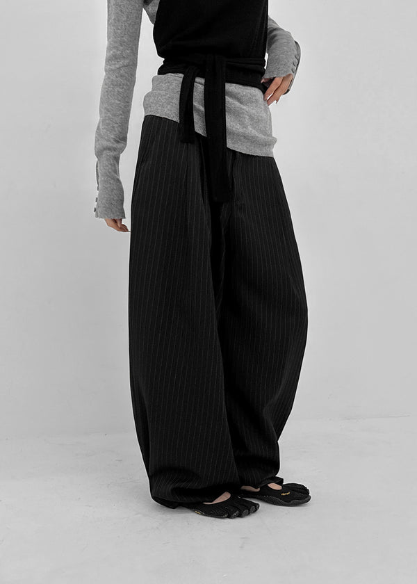 (UNISEX) Grass Stripe Wide Slacks