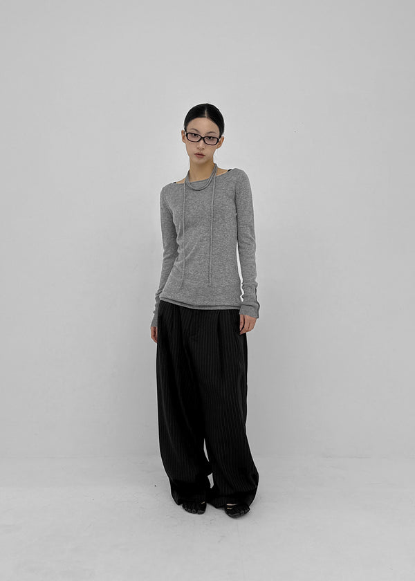 (UNISEX) Grass Stripe Wide Slacks