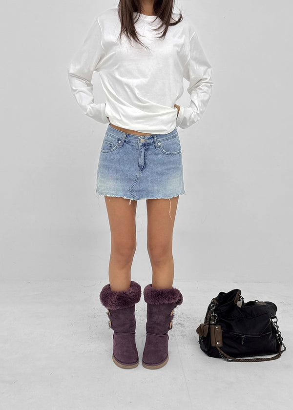 Brini denim mini skirt pants
