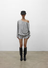 [MADE] Mumu Boat Neck Shirred Long Sleeve Tee