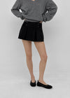 Chape banding pleated skirt-pants