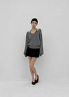 Chape banding pleated skirt-pants